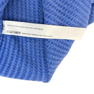 Free People FP One Cropped Interlaken Top Waffle Knit Long‎ Sleeve Blue Medium thumbnail 10
