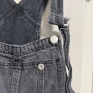 Free People Washed Black Denim Destroyed Boyfriend Overalls Utility Minimalist thumbnail 5