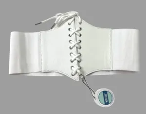 NWT White Elastic Corset Belt thumbnail 1