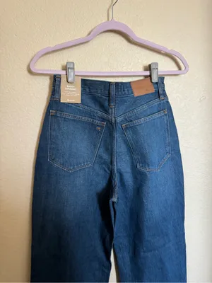 Madewell Baggy Straight‎ Jeans Sz 25 Worn Indigo Wash Dark Wash Hemp Blend NEW thumbnail 8