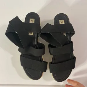 Steve Madden Kacia platform espadrille ankle wrap strappy sandals in black sz 6 thumbnail 5