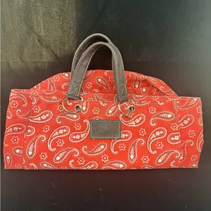 Neiman Marcus Red Paisley Tote Bag thumbnail 2