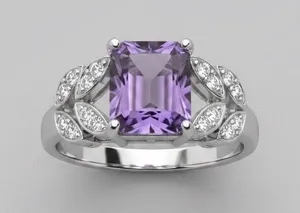 Faux Amethyst Crystal Ring Silver thumbnail 1