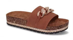 Alexis Bendel Womens Comfort Slide Sandals Size 6 Tan Chain Accent Footbed NIB thumbnail 1