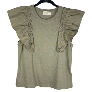 Aviator Nation Nation Ltd Para Boxy Tee Moss Ruffle Small Coquette Romantic Feminine Demure thumbnail 12