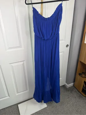 Bluivy Size L Royal Blue Strapless Button Front Maxi Dress thumbnail 7
