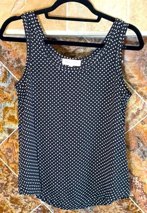Philosophy Black and White Polka Dot Sleeveless Tank Top Semi Sheer Size S thumbnail 1