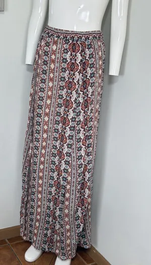 Women’s Aztec Print Maxi Skirt Cover Up Boho Hippie Festival High Side Slits M thumbnail 1