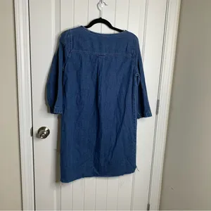 Madewell blue denim fray hem shift dress size medium preppy casual summer spring thumbnail 3
