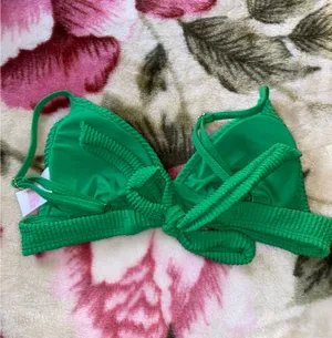 Green Ribbed Bikini Top Size M thumbnail 2