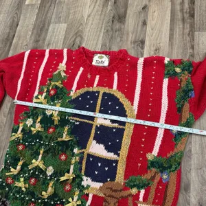 Vintage Tiara International 3D Knit Ugly Christmas Cat Sweater M thumbnail 4