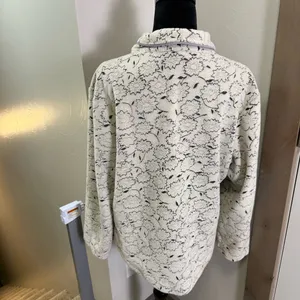 Woolrich Ecru‎ 7088 Winter Embroidered Print Fleece 1/4 Button Pullover Cream L thumbnail 4