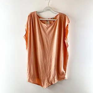 Free People Beach Short Sleeve Ice Cream Waistless Romper Orange Medium thumbnail 5