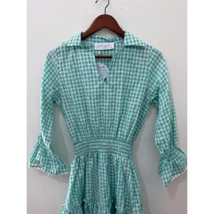 Walker & Wade MIa Mint Green Gingham Smocked‎ Mini Dress XS Cottagecore Coastal thumbnail 3