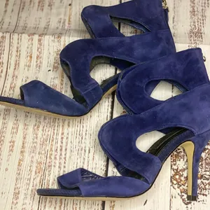White House Black Market Blue Suede Katia Heels size 6M thumbnail 5