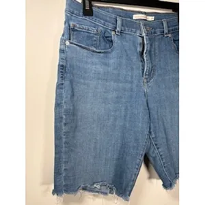 LEVIS Classic Bermuda Shorts Size 30 Blue Denim Raw Hem Frayed Summer Jcore‎ thumbnail 2