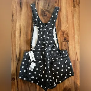 L - FOREVER21 - Overall short white dot NWT thumbnail 4