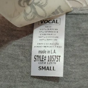 VOCAL Grey and Black Aztec Embroidered Tank with Lace and Jewel Detail thumbnail 6