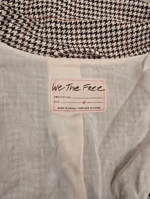 Free People Uptown Girl houndstooth blazer Small Brown Cream thumbnail 4