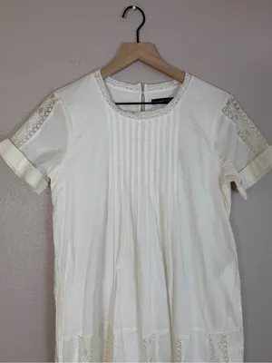 Abercrombie & Fitch Cream Cotton Lace Mini Shirt Shift Dress XS NEW $68 thumbnail 2