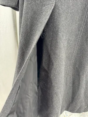 Anne Klein black dark Charcoal Gray Tailored Trench car Coat 100% wool winter thumbnail 12