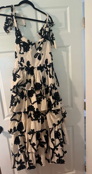 Sage The Label Black and white floral maxi dress with ruffles #floral #maxidress #feminine thumbnail 2