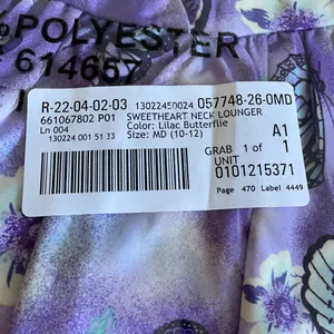 Lilac Butterfly Sweetheart Neck Lounger Robe Housecoat thumbnail 2