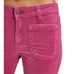 NWOT Free People High Time Velvet Kick Flare Pants In Very Berry SZ-0 thumbnail 5