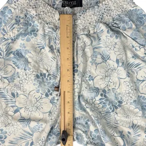 Beau Dawson Blue White Floral Linen Blend Wide Leg Tie Front Pants size L 10 12 thumbnail 5