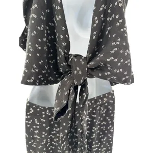 VETTA The Two Piece Apron Jumpsuit Size 18 Black Floral‎ Convertible Organic USA thumbnail 6