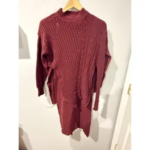 Free People‎ Women's Around The Clock Knit Sweater Pants Set Maroon Size XS H thumbnail 3