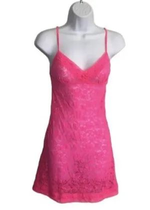Victoria’s Secret Hot Pink Lace Chemise Slip Size Medium thumbnail 1