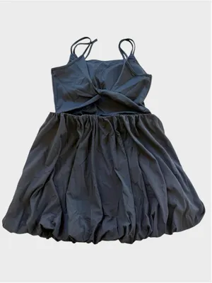 Size M Halara Double Strap Bubble Skirt Mini Dress Black thumbnail 3