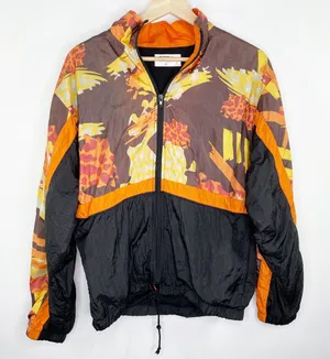 Seek The Label LF Black Brown Orange‎ Nylon Windbreaker Jacket Womens XS thumbnail 1