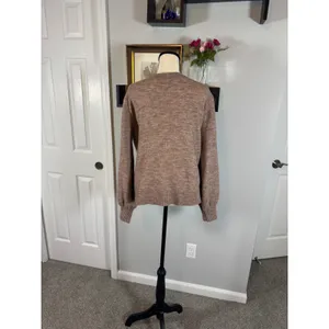 French Connection Women Brown Twist Front Layered Look Wool Blend Sweater Large thumbnail 2