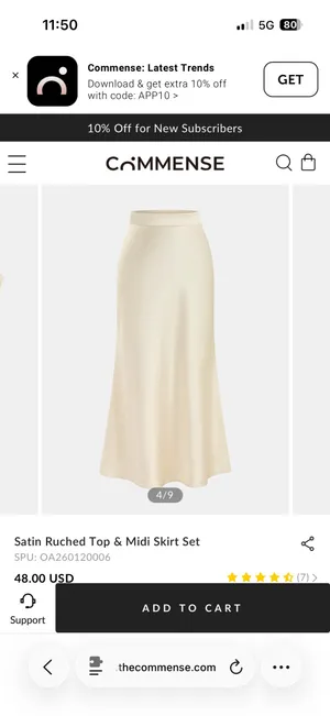 Commence Satin Ruched Top & Midi Skirt Set thumbnail 4
