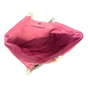 Sunglow Style Beach Tote Bag Womens‎ NWT Pink Chenille Patch Rope Handle Summer thumbnail 6