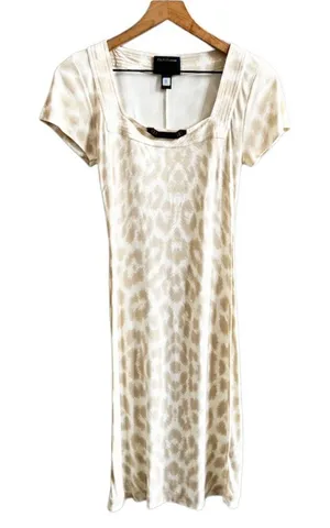 Class Roberto Cavalli Beige Cream Animal Print Dress Size 8 Leopard Short Sleeve thumbnail 1