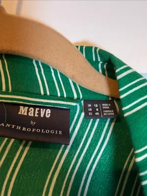 Maeve‎ Green Striped Midi Shirt Dress with Tie Waist 8 thumbnail 6