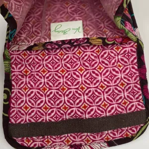 Vera Bradley Lunch Bag Foldover Floral Print Quilted Lunchbox Burgundy Pink thumbnail 4