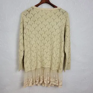Altar'd State Womens Cardigan Size M/L Cream Lace Heart Wooden Buttons V Neck thumbnail 2