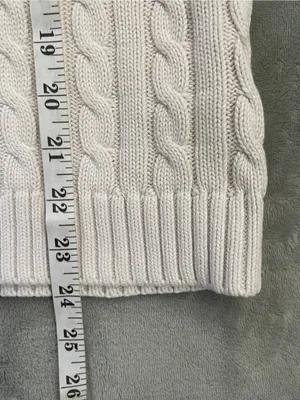 L.L.Bean Classic Cable Knit Turtleneck Sweater Ivory preppy nautical coastal XL thumbnail 5