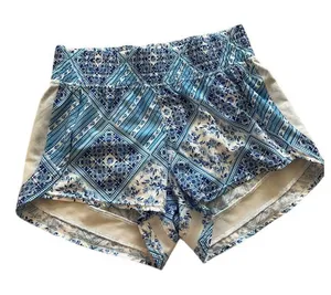 Blue‎ floral athletic shorts, revival, medium thumbnail 1