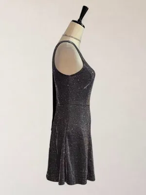 Speechless Metallic Glitter Open Back Skater Mini Dress Size S thumbnail 4
