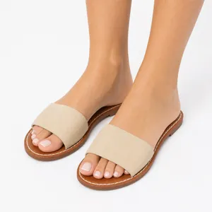 Gap Womens Flat Slide Sandals Iconic Khaki Brown Minimalist Slip On Size 6 thumbnail 1