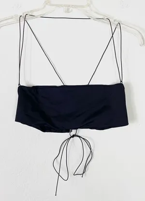 White Fox Boutique Black Strappy Criss Cross Lace Up Back Crop Top Bralette Sz L thumbnail 1