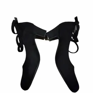 Black Mary Jane Block Heel Suede Pumps with Ankle Strap thumbnail 4