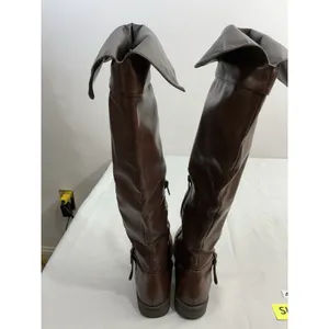 Womans Riding Boots 8 Brown 1/4 Zip Buckle Strap Braiding Detail thumbnail 5
