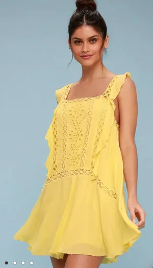Free People Yellow Mini Dress thumbnail 1