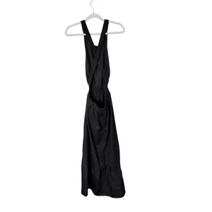 English Factory Dress Black Open‎ Back Crisscross Strap Tiered Midi Small NEW thumbnail 5